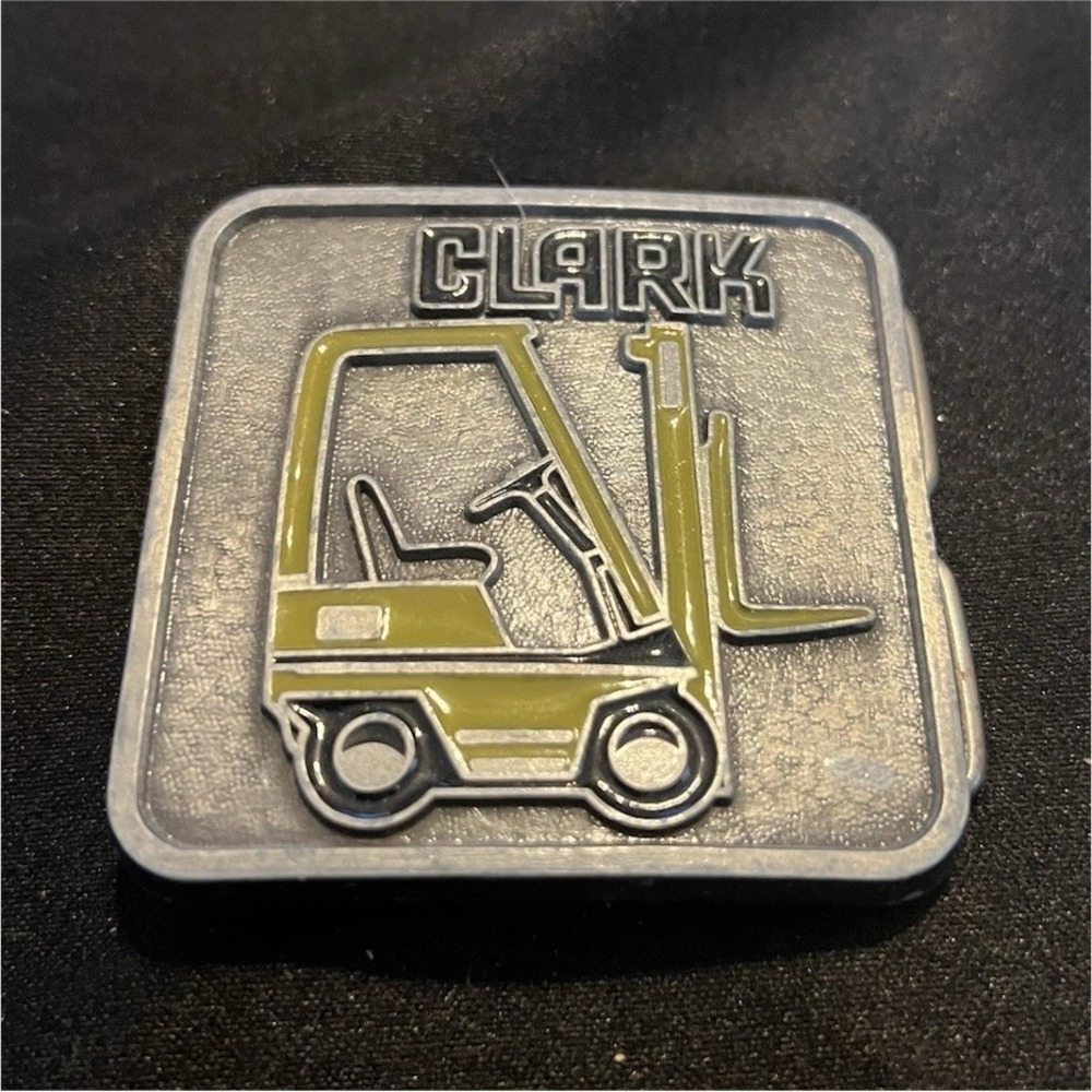 Clark Silver Olive Metal Industrial Men's Clamp Closure Belt Buckle